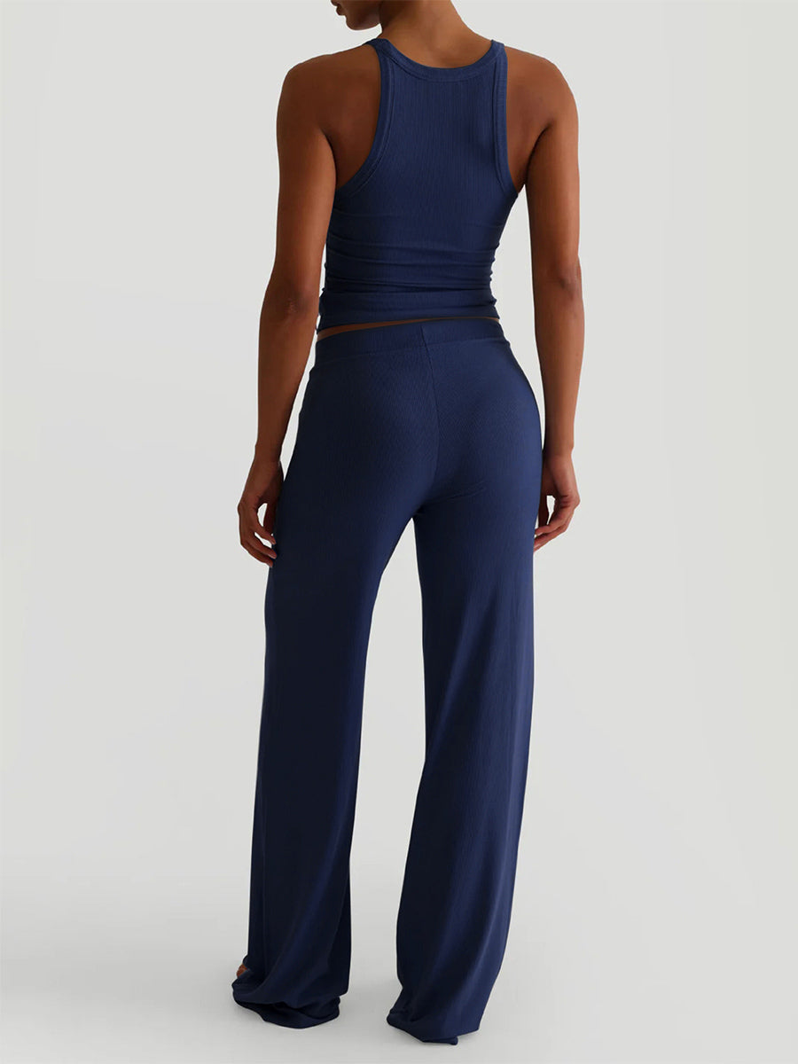 Sleeveless Wide-Leg Two-Piece Set in Navy – photo 3