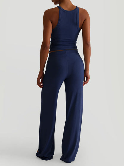 Sleeveless Wide-Leg Two-Piece Set in Navy – photo 3