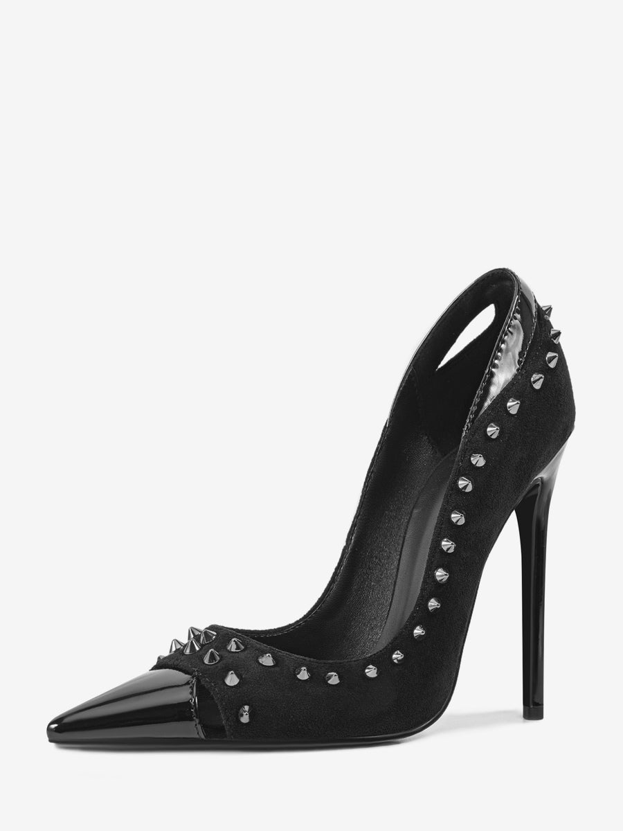 Pointed-Toe Court Shoes with Studs in Cyan Blue – photo 6