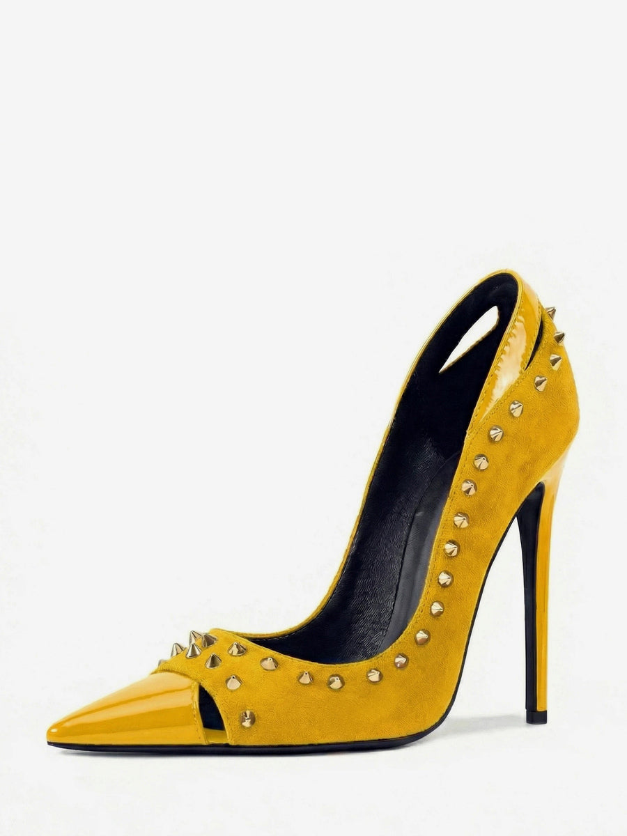 Pointed-Toe Court Shoes with Studs in Cyan Blue – photo 7