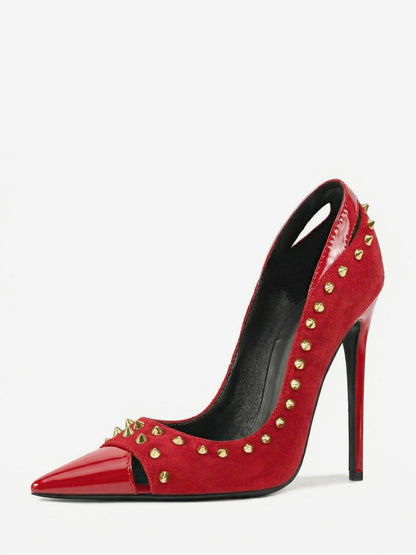 Pointed-Toe Court Shoes with Studs in Cyan Blue – photo 9