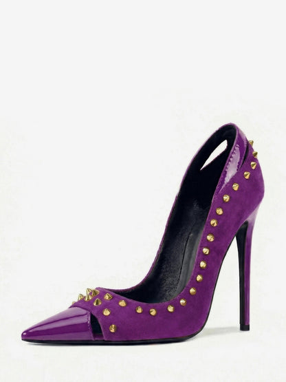 Pointed-Toe Court Shoes with Studs in Cyan Blue – photo 13
