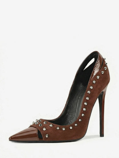Pointed-Toe Court Shoes with Studs in Cyan Blue – photo 8