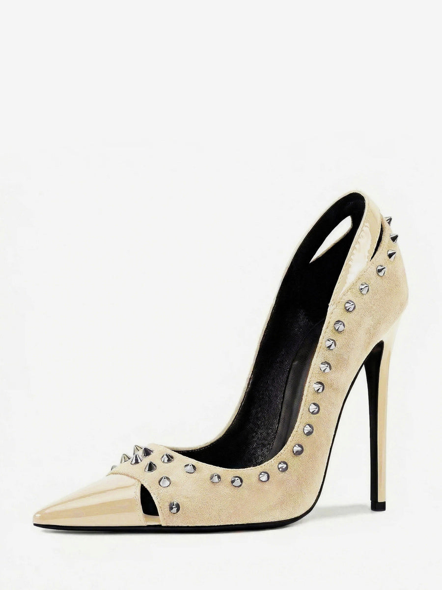 Pointed-Toe Court Shoes with Studs in Cyan Blue – photo 12