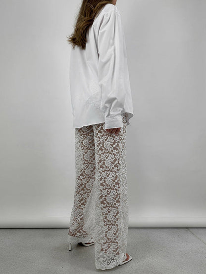 Trousers with Lace Trim in Black – photo 8