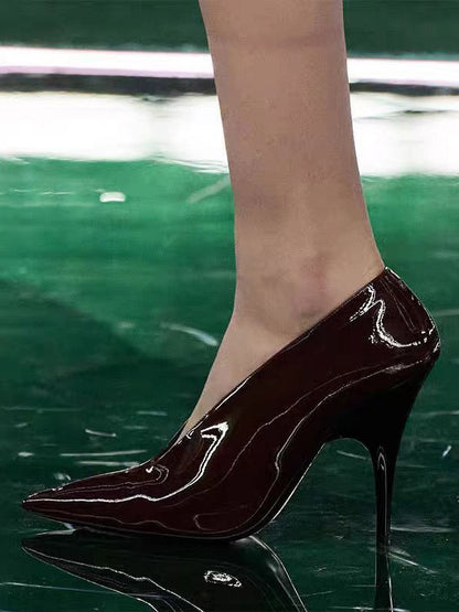 Pointed-Toe Slip-On Heels in Purple – photo 4