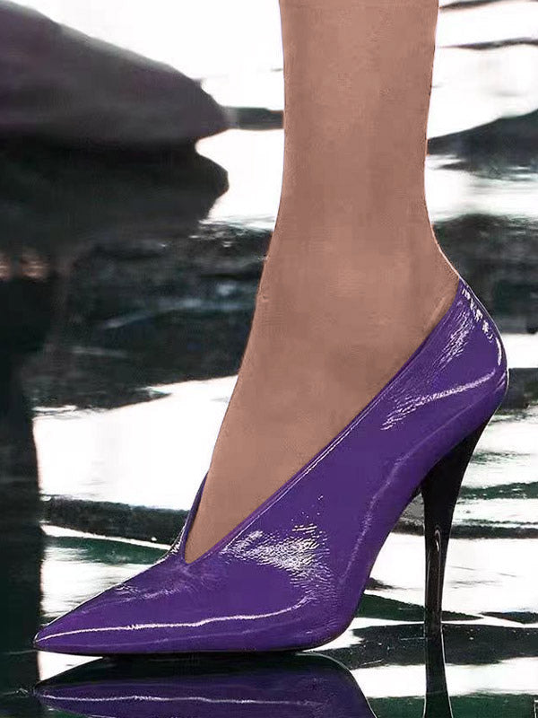 Pointed-Toe Slip-On Heels in Purple – photo 1