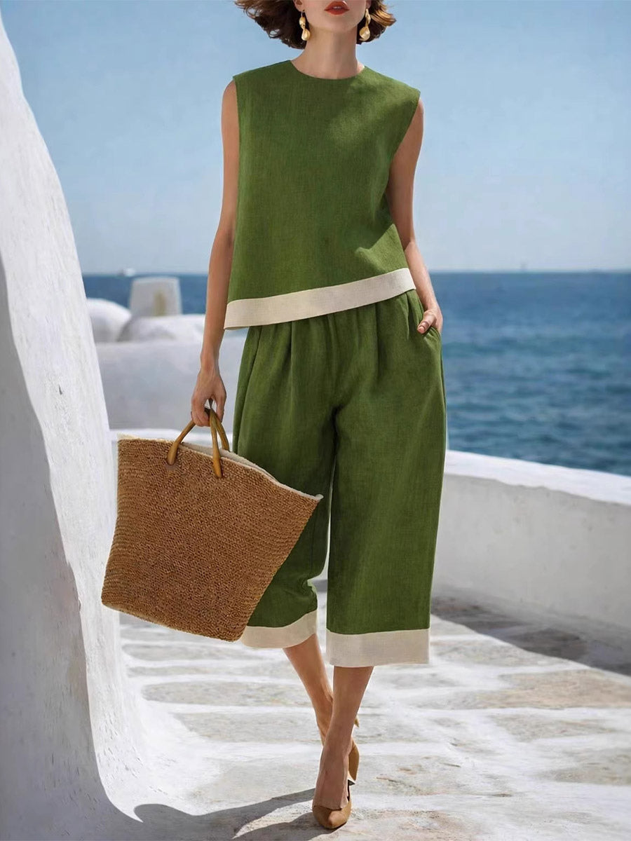 Crew-Neck Sleeveless Two-Piece Set in Black – photo 4