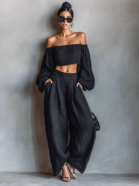 Two-Piece Set with Long Sleeves in Black – photo 1