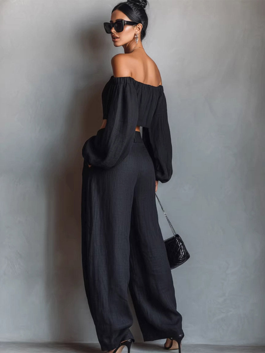 Two-Piece Set with Long Sleeves in Black – photo 2