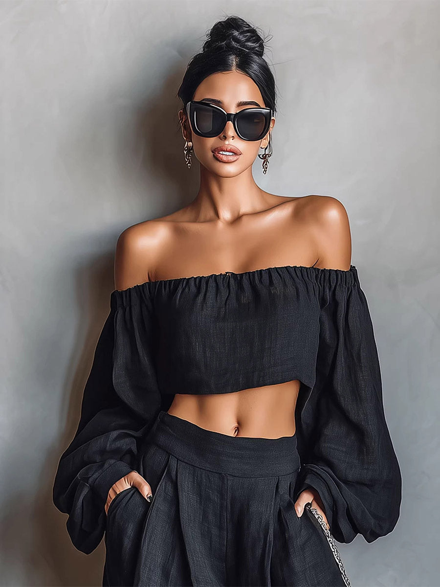 Two-Piece Set with Long Sleeves in Black – photo 3