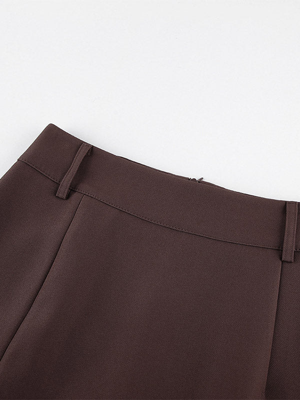 High-Waisted Skirt with Side Split in Brown – photo 4