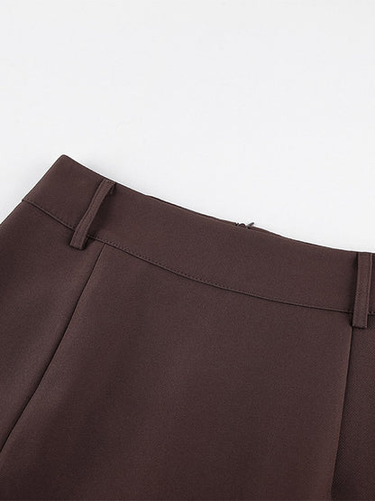 High-Waisted Skirt with Side Split in Brown – photo 4
