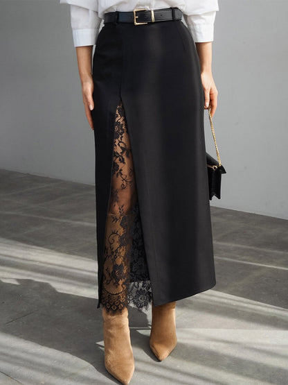 High-Waisted Skirt with Side Split in Brown – photo 6