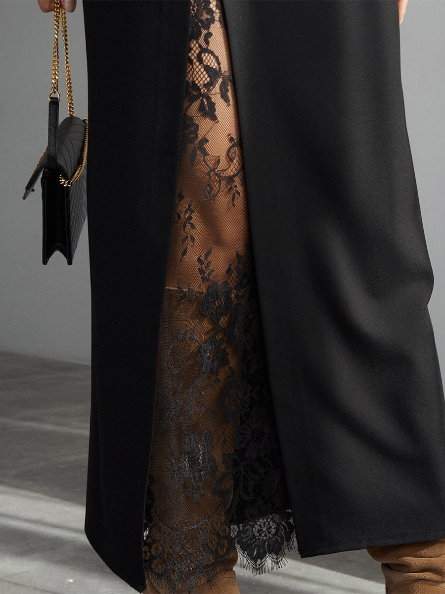 High-Waisted Skirt with Side Split in Brown – photo 9