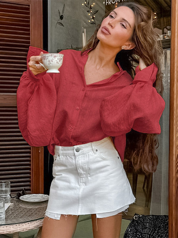 Oversized Shirt with Long Sleeves in Yellow – photo 7