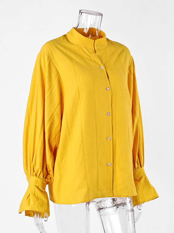 Oversized Shirt with Long Sleeves in Yellow – photo 4
