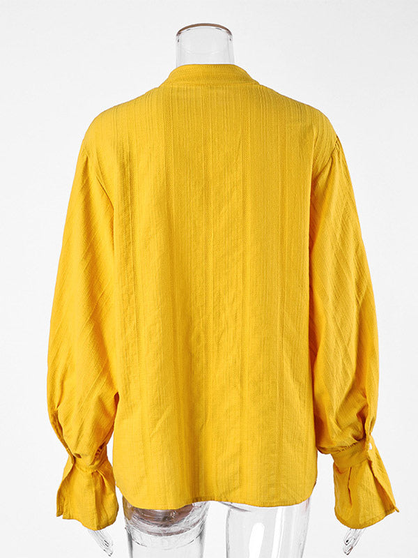 Oversized Shirt with Long Sleeves in Yellow – photo 5