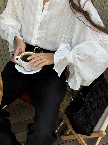 Oversized Shirt with Long Sleeves in Yellow – photo 10