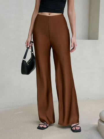 Satin Trousers in Brown
