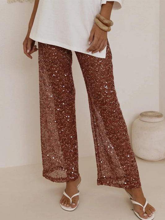 Sequin Trousers in Burgundy – photo 2