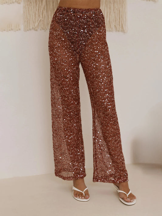 Sequin Trousers in Burgundy – photo 1