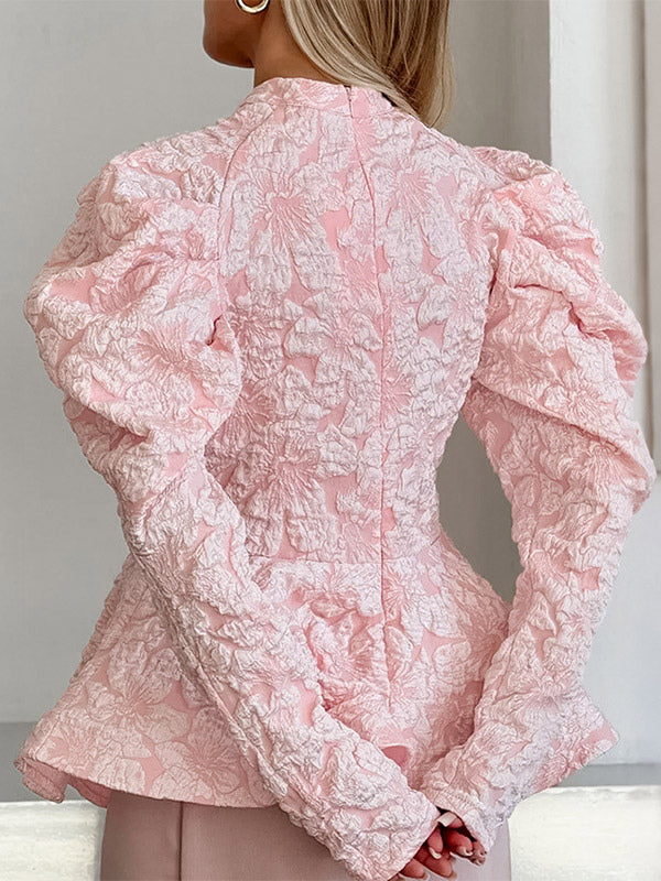 Flared Blouse with Long Sleeves in Pink – photo 4