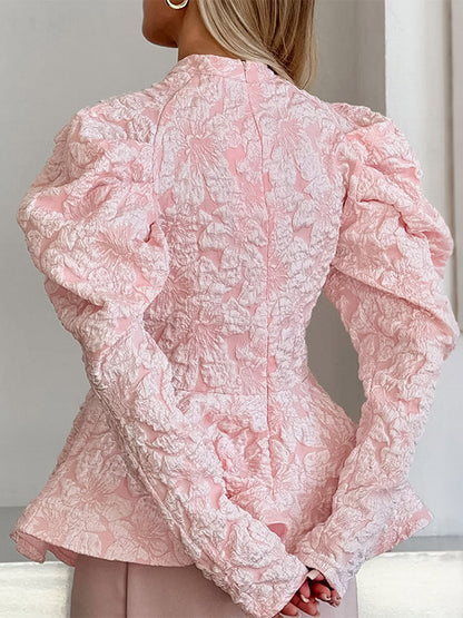 Flared Blouse with Long Sleeves in Pink – photo 4