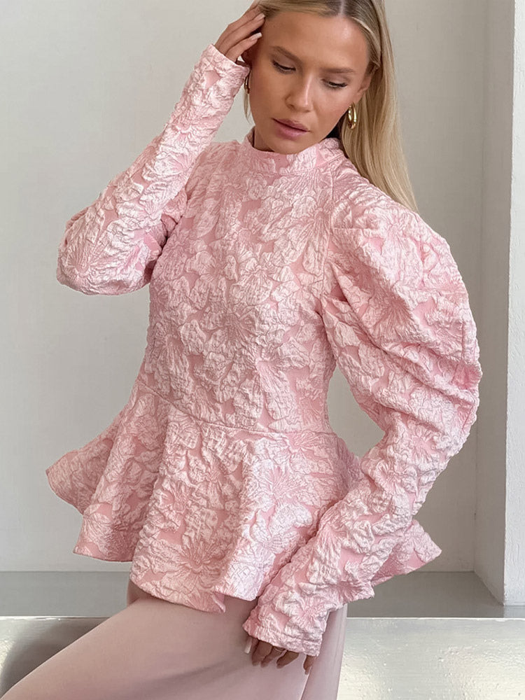 Flared Blouse with Long Sleeves in Pink – photo 3