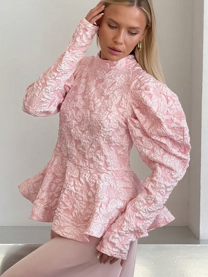 Flared Blouse with Long Sleeves in Pink – photo 3