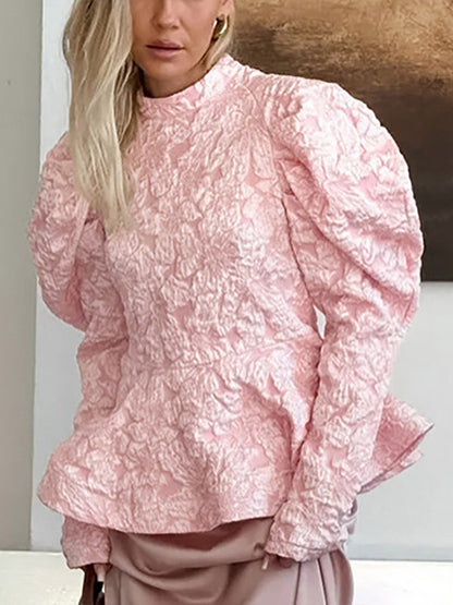 Flared Blouse with Long Sleeves in Pink – photo 1