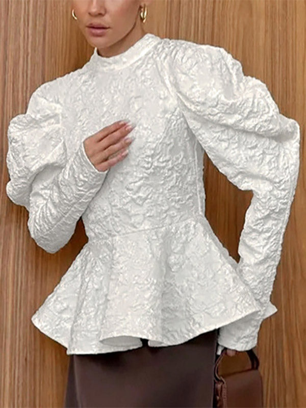 Flared Blouse with Long Sleeves in Pink – photo 6