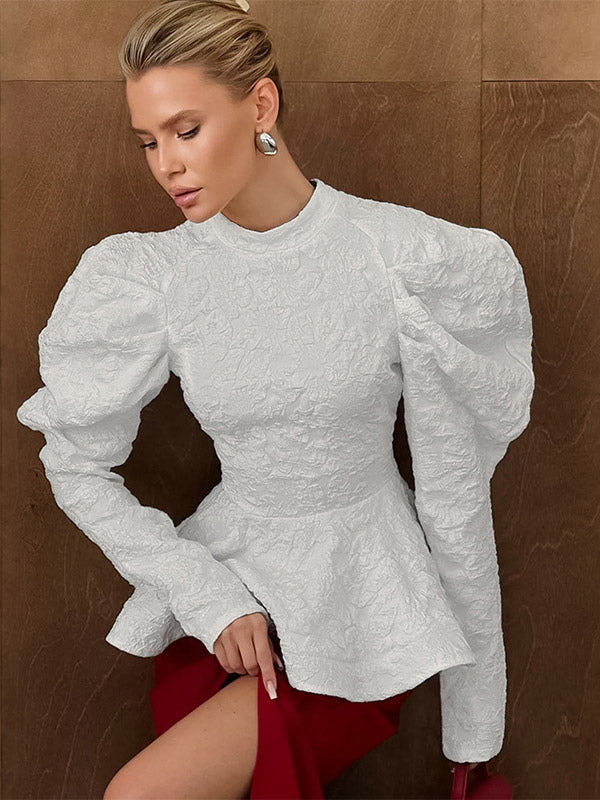Flared Blouse with Long Sleeves in Pink – photo 5