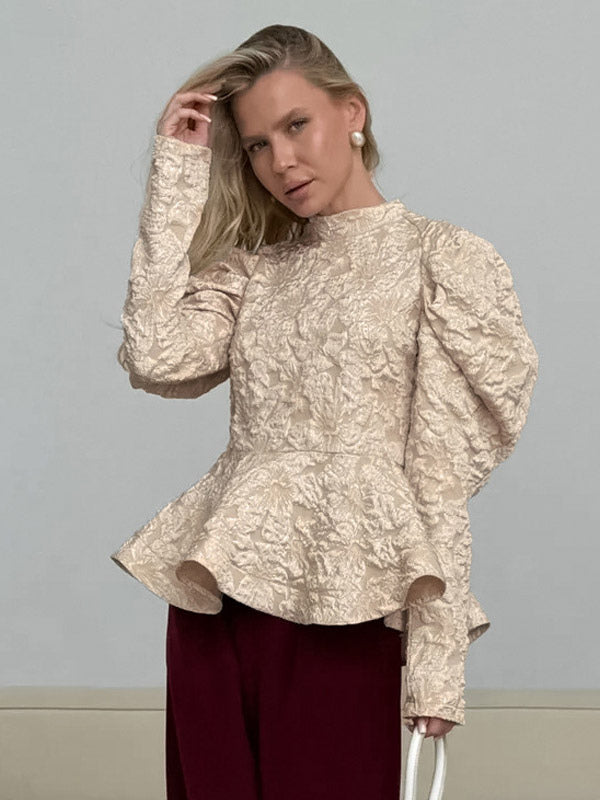 Flared Blouse with Long Sleeves in Pink – photo 15