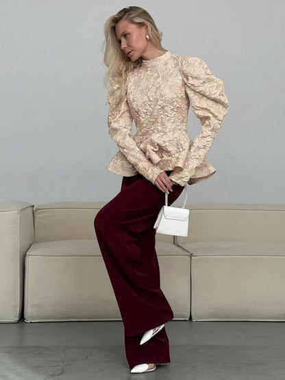 Flared Blouse with Long Sleeves in Pink – photo 14