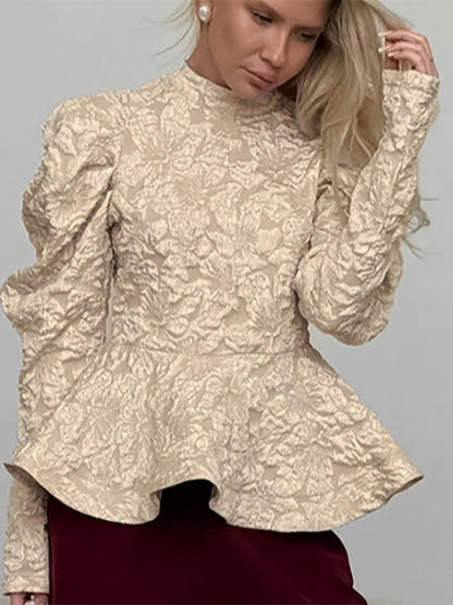 Flared Blouse with Long Sleeves in Pink – photo 13