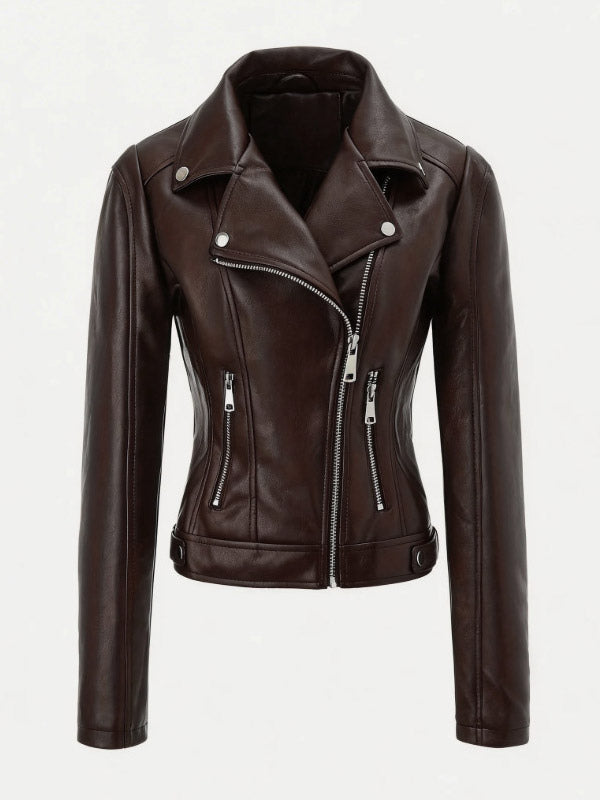 Zip-Up Jacket with Lapels in Burgundy – photo 6