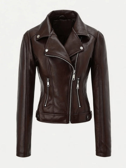 Zip-Up Jacket with Lapels in Burgundy – photo 6