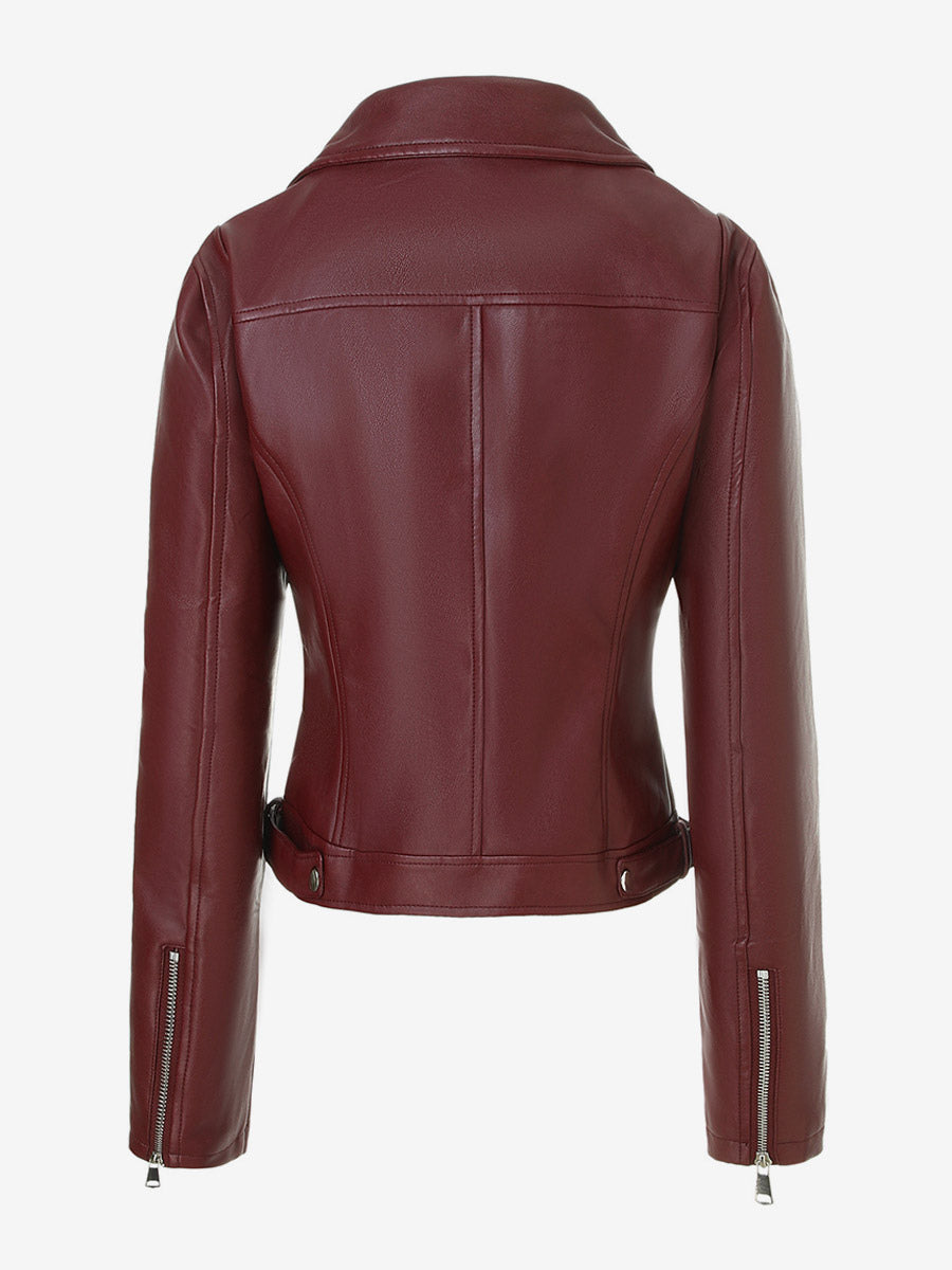 Zip-Up Jacket with Lapels in Burgundy – photo 3