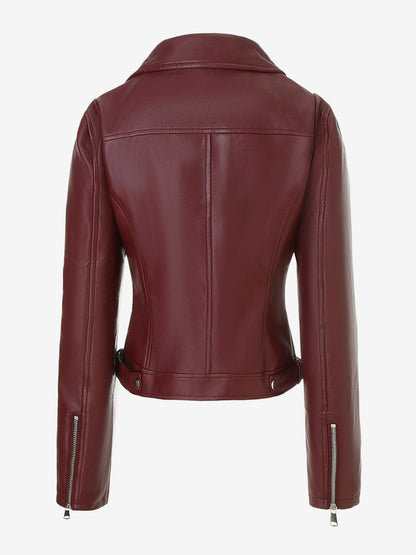 Zip-Up Jacket with Lapels in Burgundy – photo 3