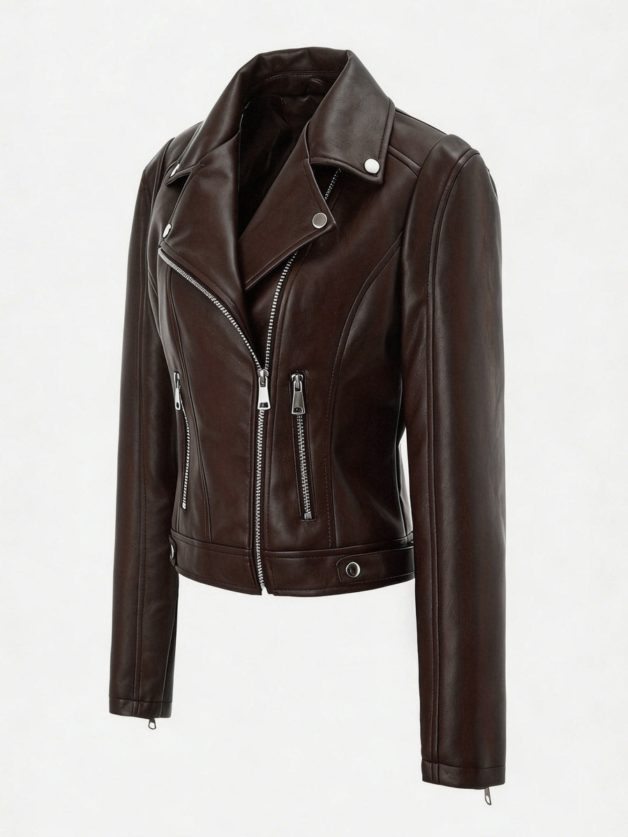 Zip-Up Jacket with Lapels in Burgundy – photo 7