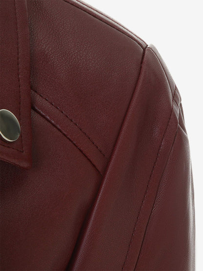 Zip-Up Jacket with Lapels in Burgundy – photo 5