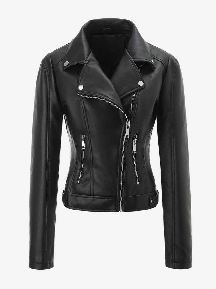 Zip-Up Jacket with Lapels in Burgundy – photo 8