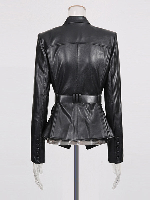 V-Neck Blazer with Long Sleeves in Black – photo 3