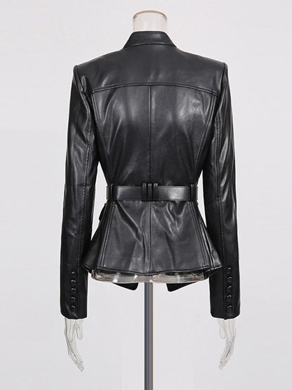 V-Neck Blazer with Long Sleeves in Black – photo 3