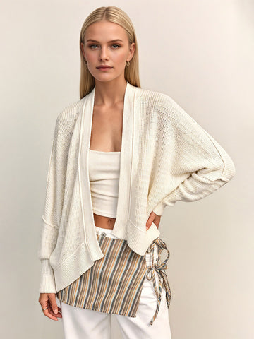 V-Neck Oversized Cardigan in Apricot