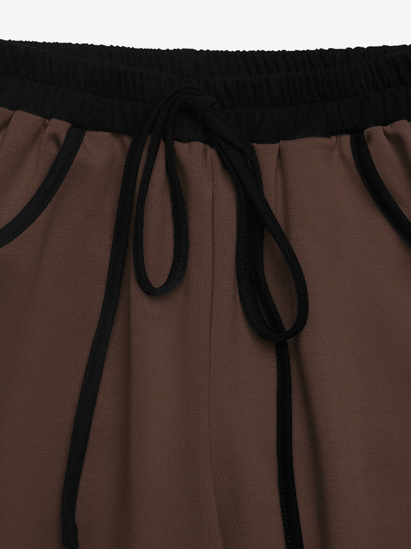 Wide-Leg Trousers with Drawstring in Grey – photo 8