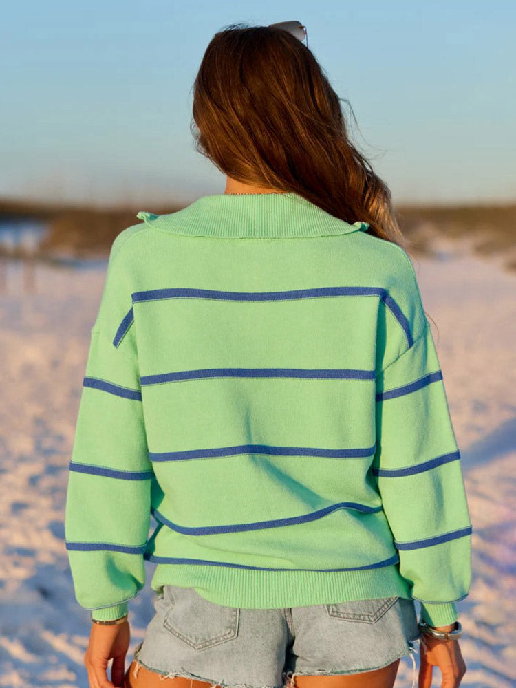 Zip-Up Jumper with Long Sleeves in Green – photo 5
