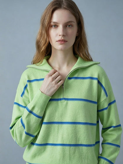Zip-Up Jumper with Long Sleeves in Green – photo 3
