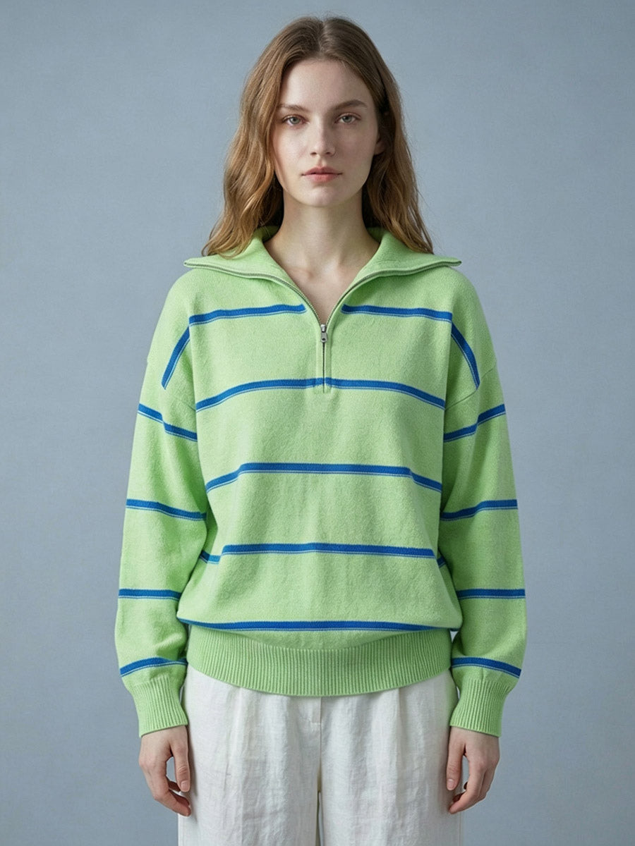 Zip-Up Jumper with Long Sleeves in Green – photo 1